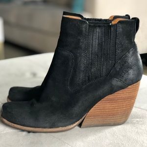 Kork-Ease black genuine leather womens booties